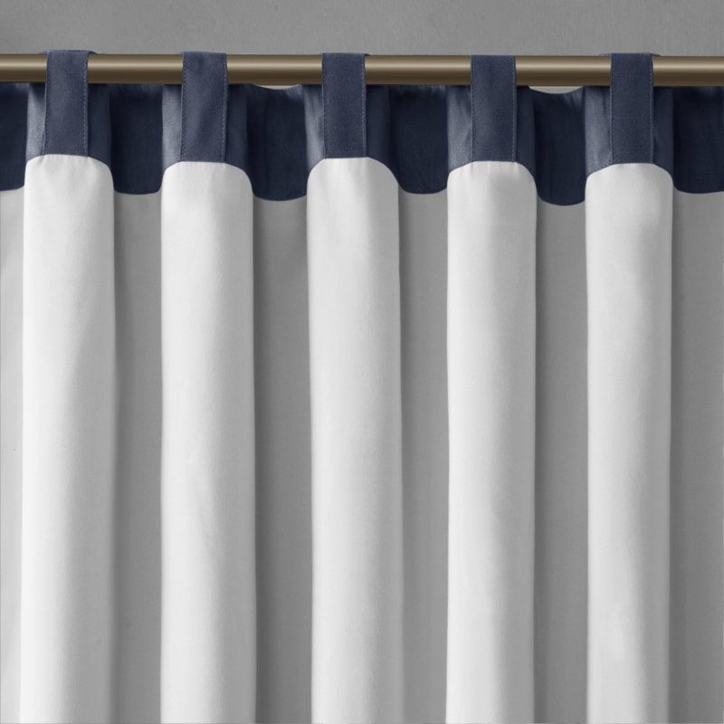Navy Faux Silk Embroidered Sill Length Window Valance