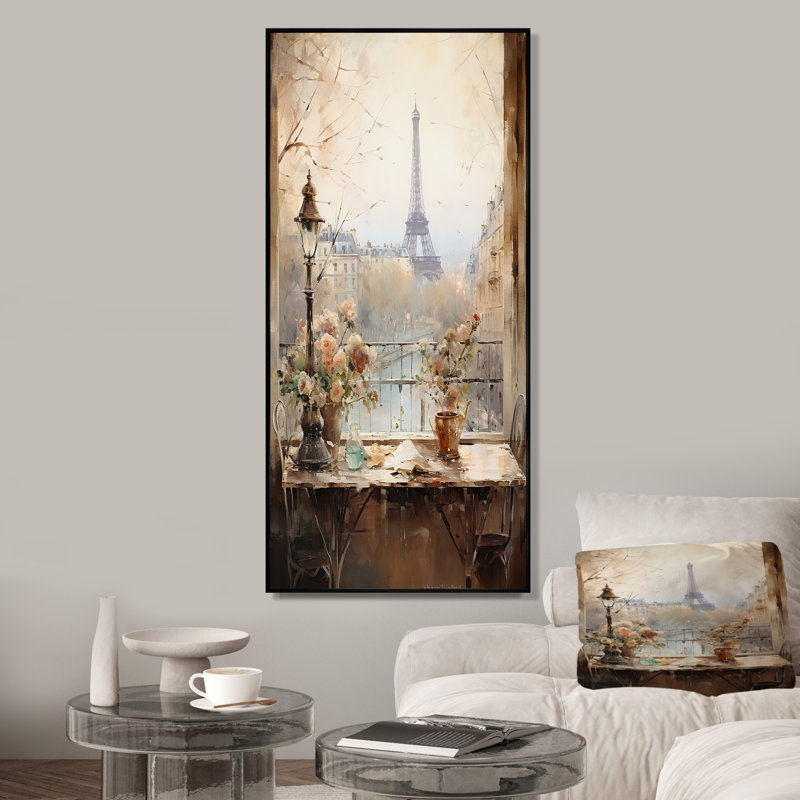 «Paris Spring Spring Elegance II - City Paris, art mural», Cadre flottant noir, H 60 po x l 28 po x P 1,5 po