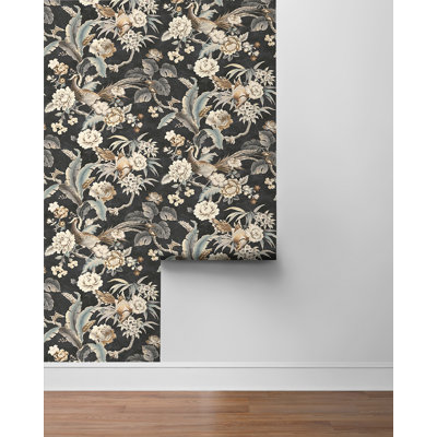 Rouleau de papier peint adhésif à motif floral L 18 pi x l 20,5 po Passerine Pavilion