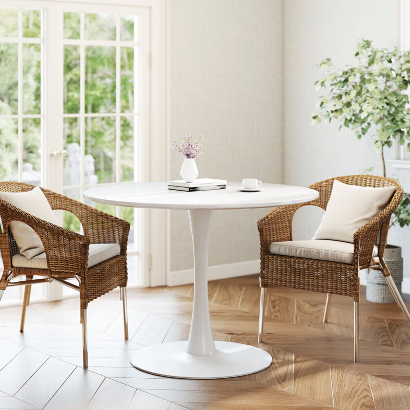 Pedestal Dining Table, White, 29.1”H x 35.4”L x 35.4”W