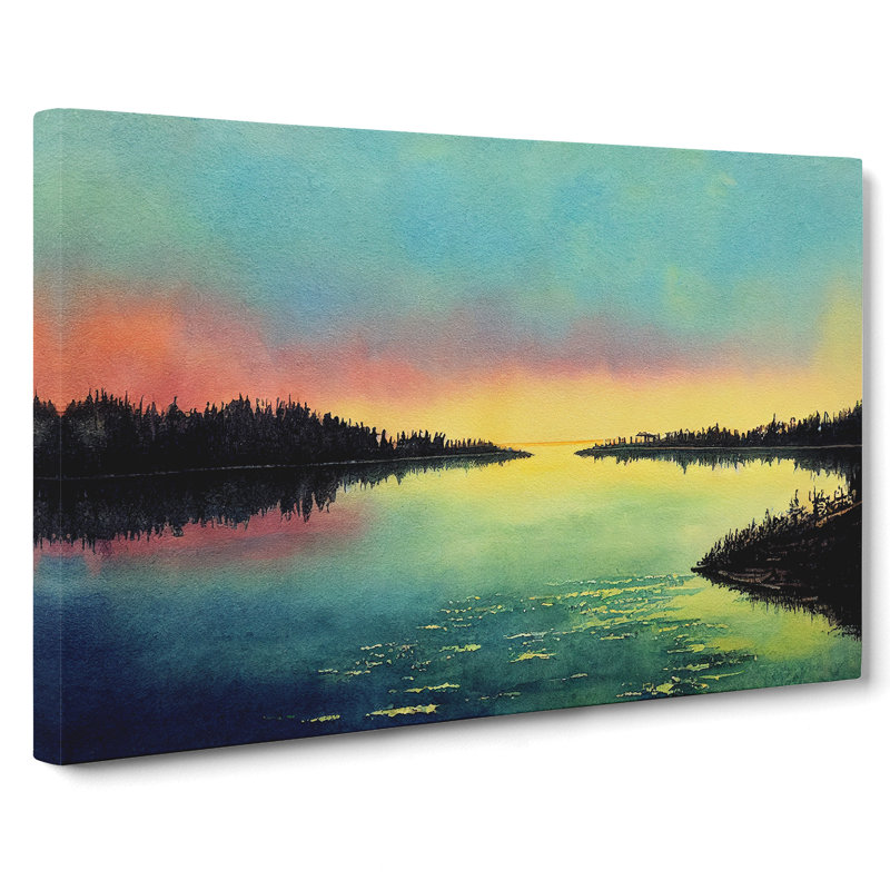 Watercolour River - Wrapped Canvas, 50cm H x 76cm W x 3cm D