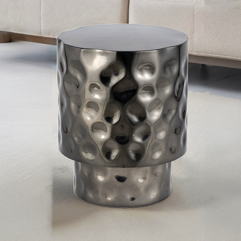 Table basse de style moderne Ct-90-30-30 en métal et nickel, H 14,5 po x L 30 po x l 30 po, Nickel