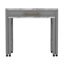 Table de salle à manger à hauteur de comptoir moderne en faux marbre avec tiroir, 2 tabourets, table de transition beige / blanc, gris feutré