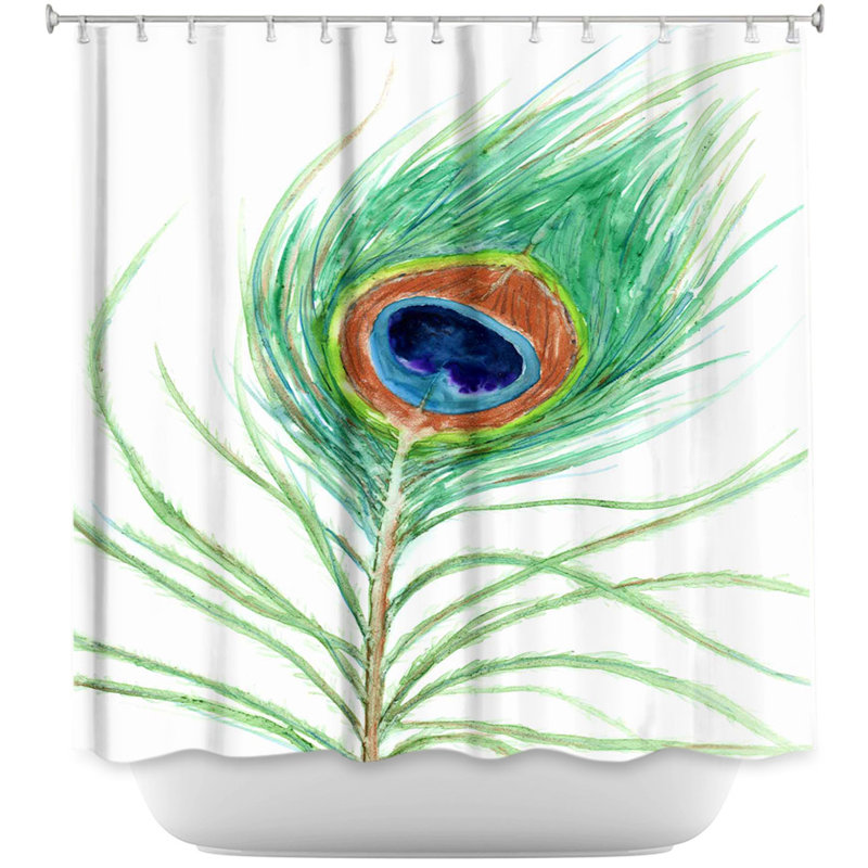 Rideau de douche simple à plumes peacock
