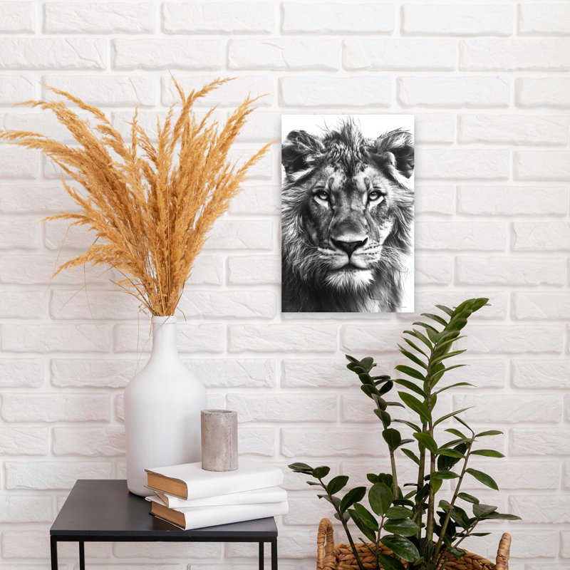 «Majestic Lion Portrait», art mural contemporain, H 18 po x l 12 po