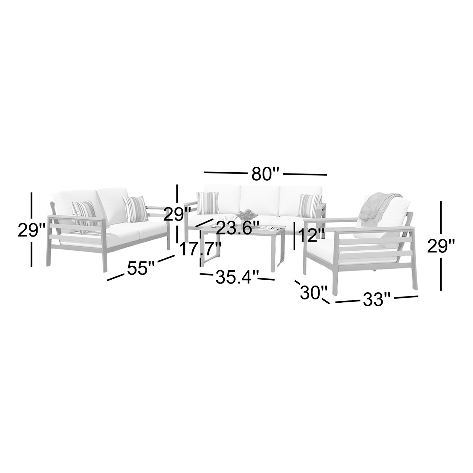 Townsend 4 Piece Sofa Seating Group with Sunbrella Cushions, Canvas Navy