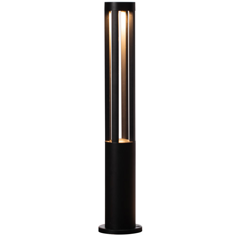 Borne d'éclairage à DEL noire intégrée en métal, H 31,75 po x l 6,25 po x P 6,25 po