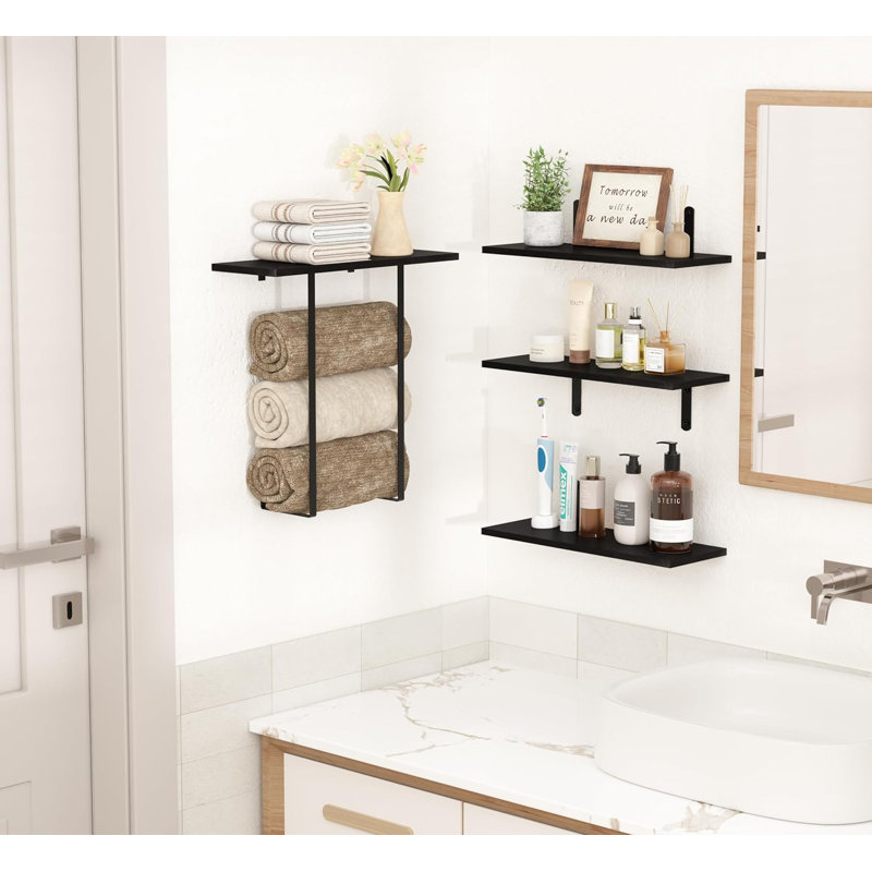 Tablettes flottantes 3 + 1 niveaux, Noir