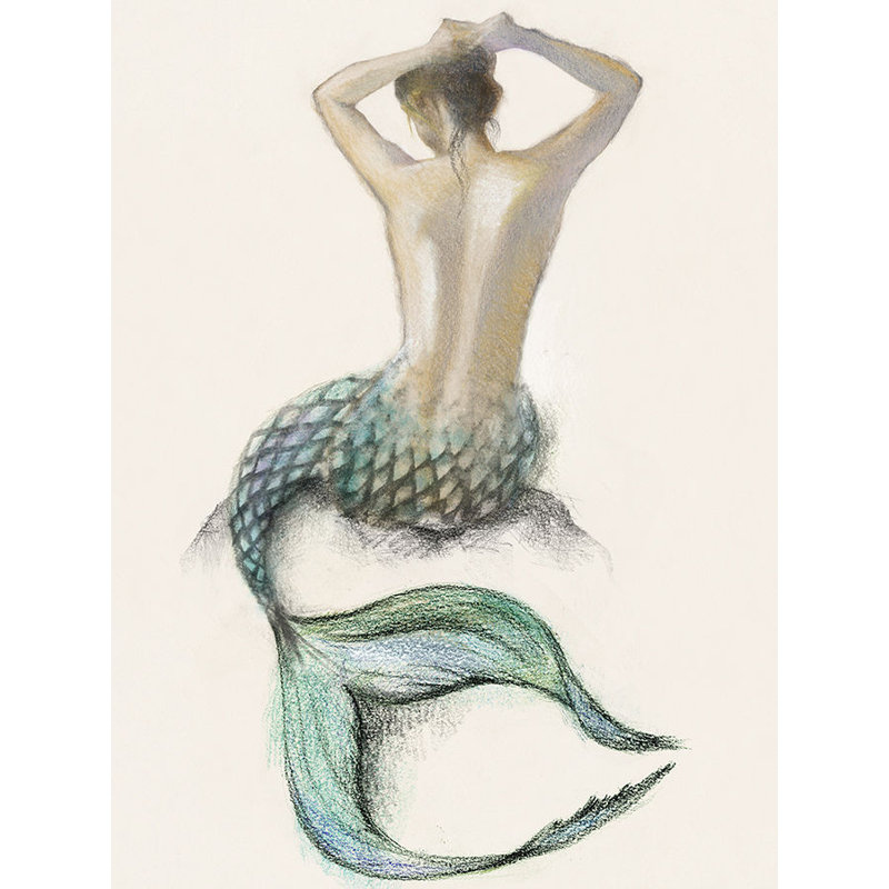 «Mermaid II» par Peyton Gray - Peinture, H 40 po x l 30 po x P 1,5 po, Plexi