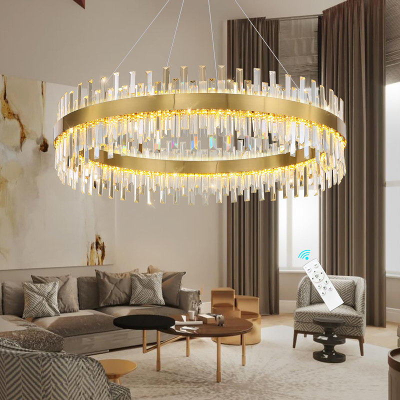 Glam Dimmable Led Crystal Chandelier, Gold