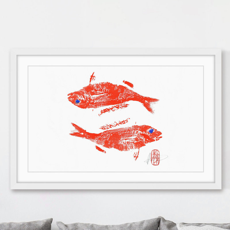 « wrasse », reproduction d’art encadrée, H 20 po x l 30 po x P 1,5 po