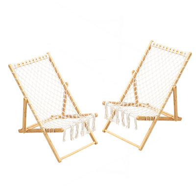 Set Of 2 Weaving Chair, With Handwoven Rope For Patio,Living Room, Garden, Balcony