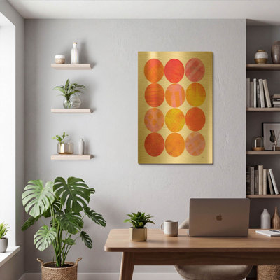 'Kitchen Garden Dots 1' By Melissa Averinos Gold Metal Wall Art, 12" x 16"