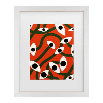 Little Dean  Evil Eyes Blossom In Red Matted Framed Art