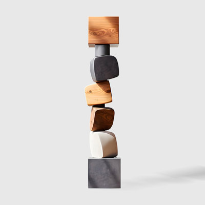 Brown+White+Gray Free Form Solid Wood Decorative Object