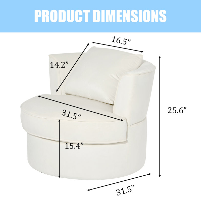 Samuela Velvet Swivel Barrel Chair, Beige Velvet