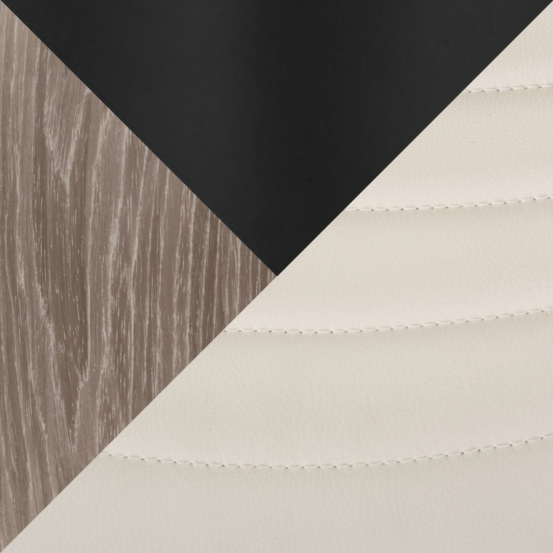 Ensemble de 2 tabourets de bar Arabelle Symphony, Noir, Blanc / bois gris clair