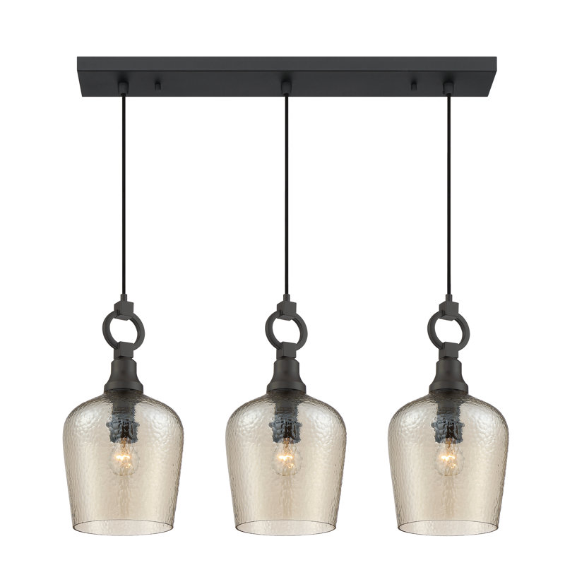 Luminaire suspendu linéaire à 3 lumières pour îlot de cuisine Priester, H 18,5 po x l 31 po x P 9 po