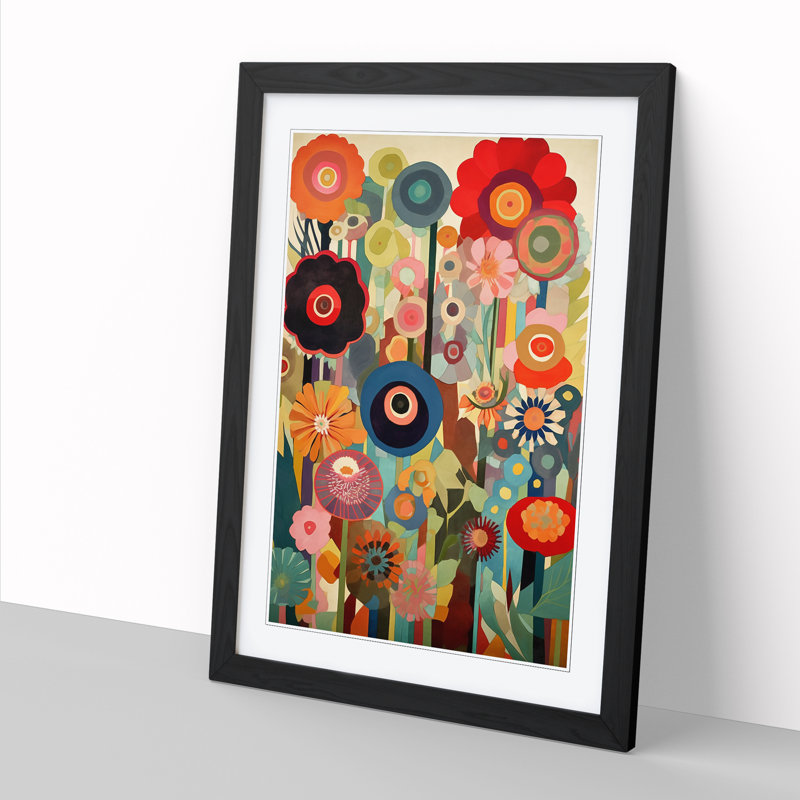 Retro Flowers Vol.4 Framed Print, 64cm H x 46cm W x 2cm D, Walnut