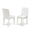 L'ensemble de table de cuisine 5 pièces se compose d'une table rectangulaire en ciment et de 4 chaises en cuir de polyuréthane blanc avec dossier haut - Lin brossé blanc-1340629711-1340629709