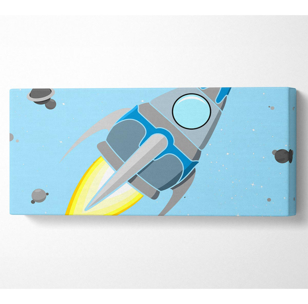 Rocket Ship Baby Blue - Kunstdrucke auf Leinwand - Wrapped Canvas