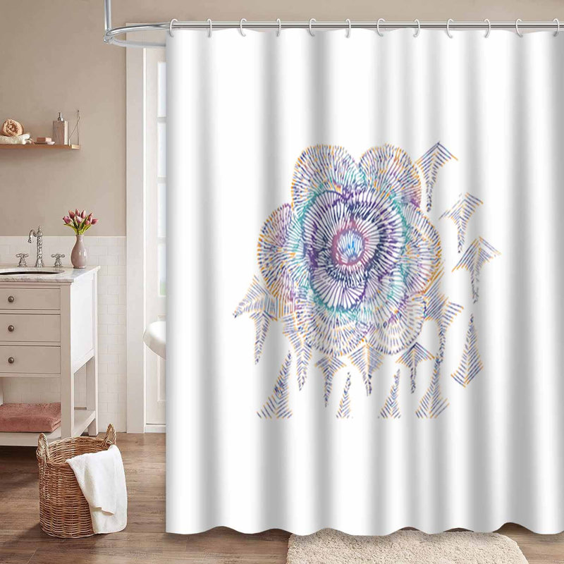 Rideau de douche psychédélique et imperméable avec 12 crochets, L 72 po x l 78 po