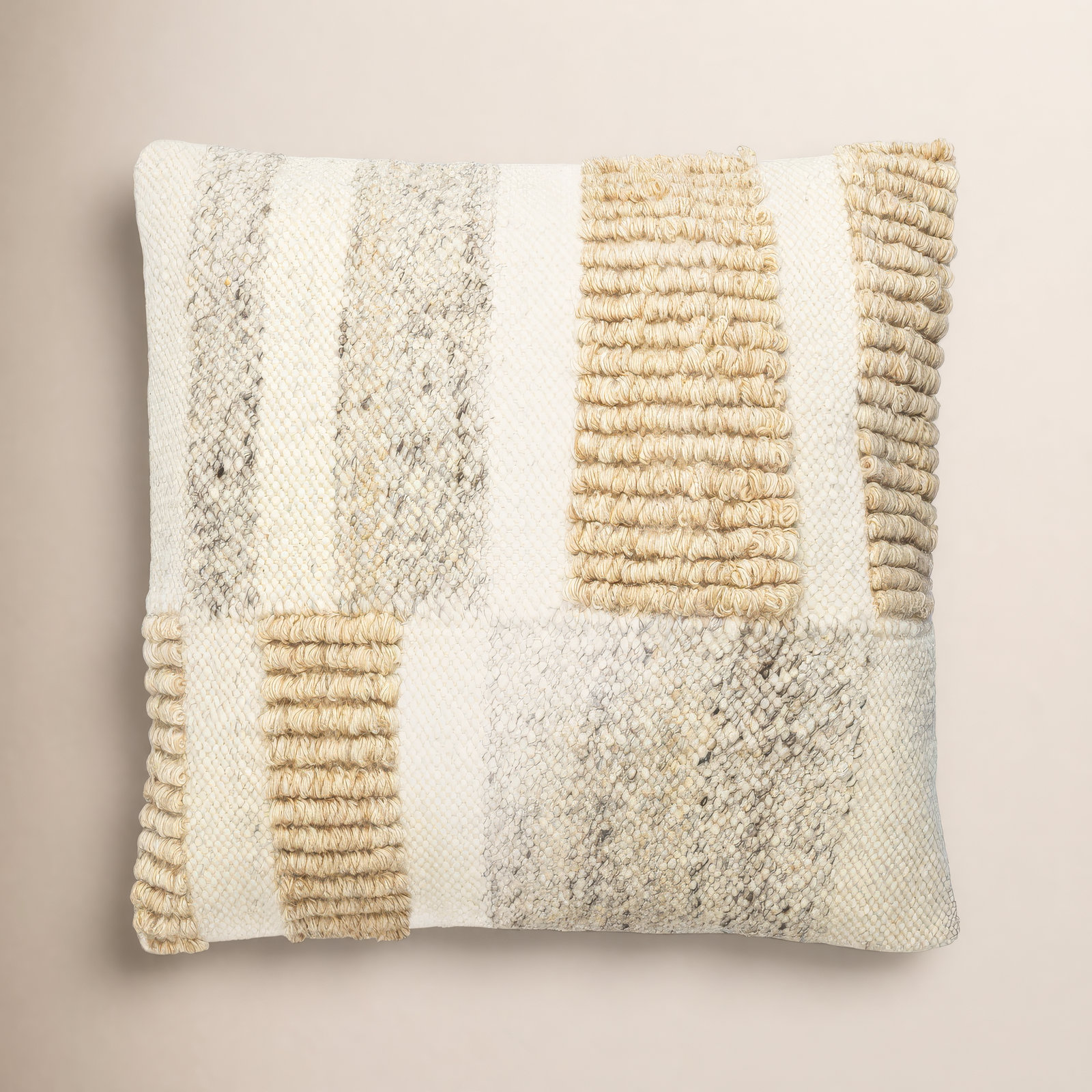 Sand Dunes Striped Wool Pillow Cover, 18"H x 18"W