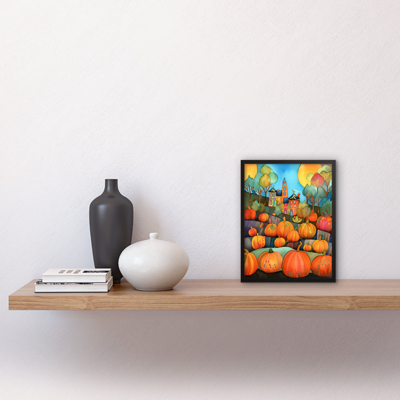 Farm House Halloween Pumpkin Patch - Single Picture Frame Print