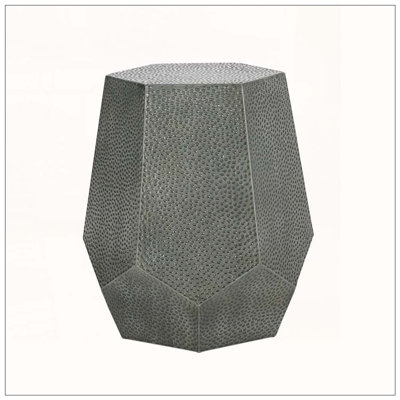 Modern Hammered Iron Geometric Side Table