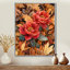 Cantillo, pivoines rouges parmi les feuilles d'automne I - pivoines, art mural