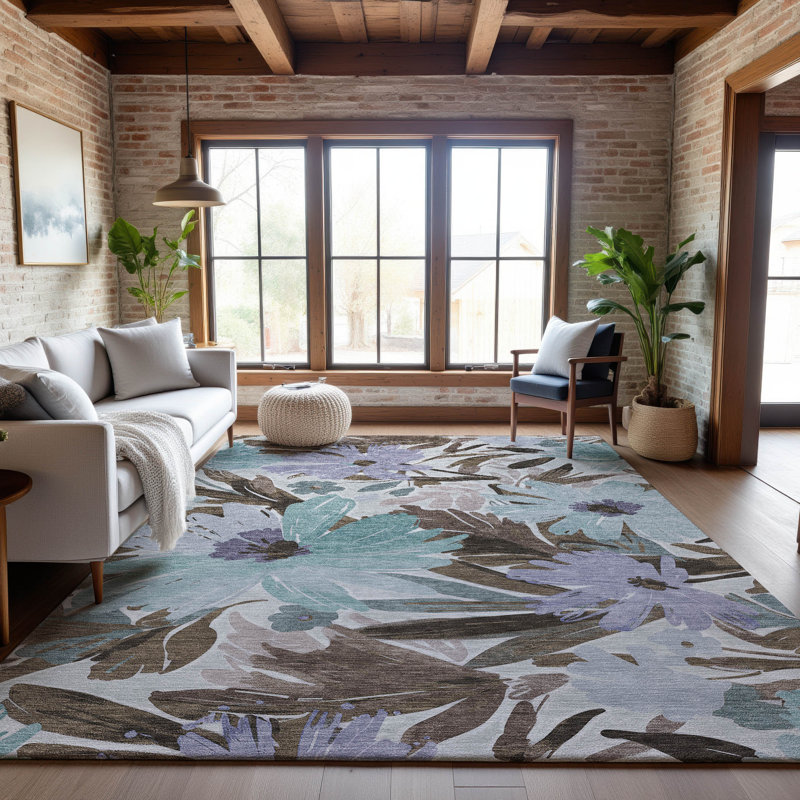 Premium Machine Washable Elize AMF1481 Floral Rug, Rectangle 10' x 14'
