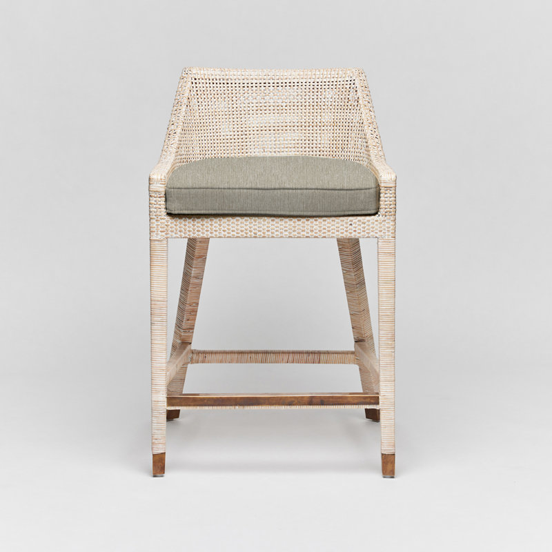 Tabouret de comptoir 26 po Boca, Cadre paille / blanc délavé