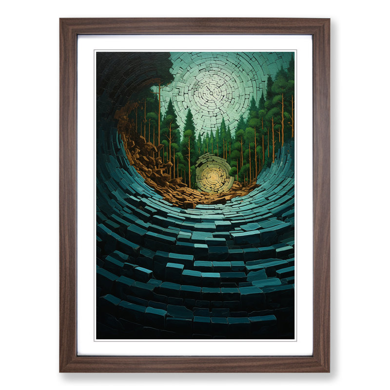 Forest Hard Edge Painting - Framed Print, 34cm H x 25cm W, Walnut Framed