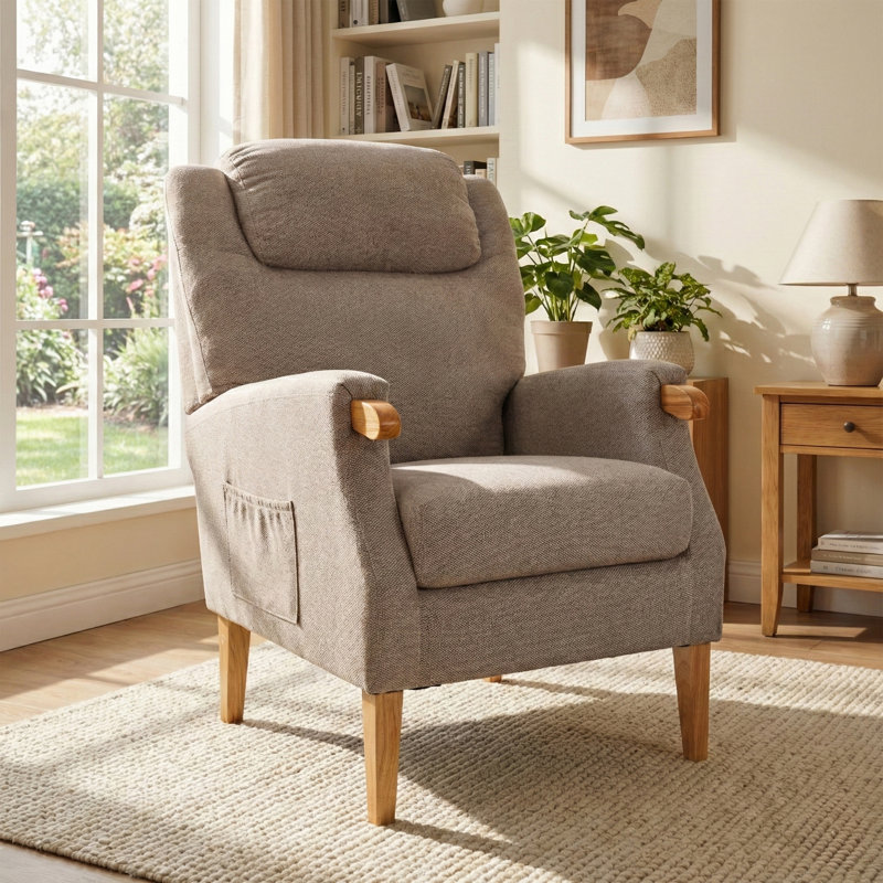 Spinnerstown 69cm Wide Tufted Polyester Armchair, Taupe
