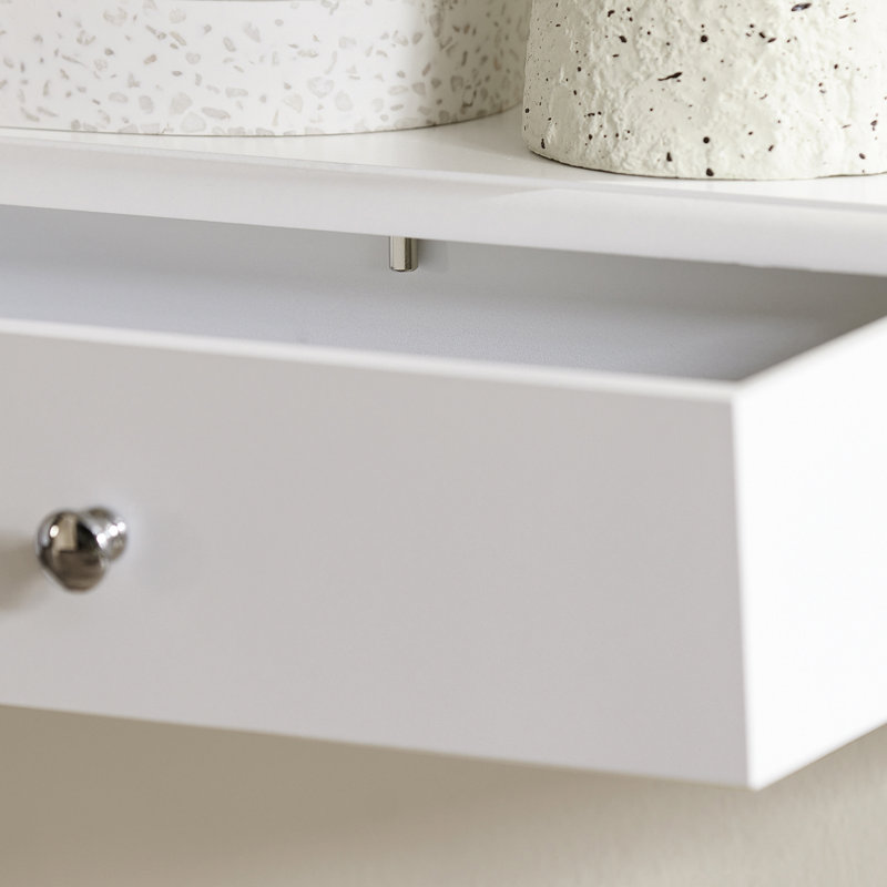 Sweni Accent Shelf with Drawer, White