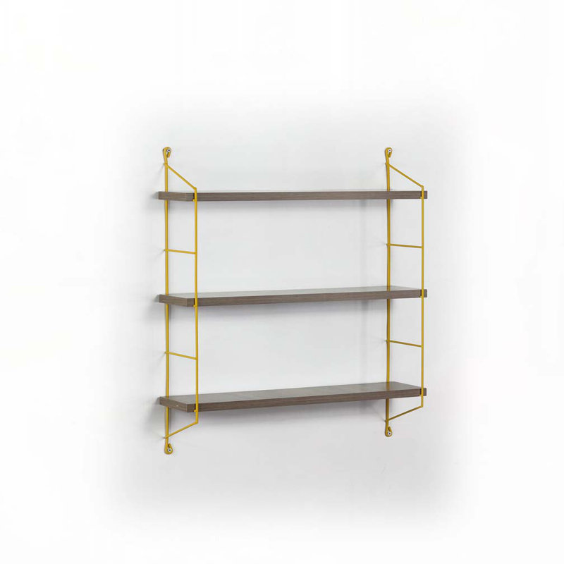 Triple tablette, noyer / jaune, Noyer / jaune