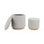 Sagebrook Home White Boucle Ottoman, Fluted Design, 2-Pieces