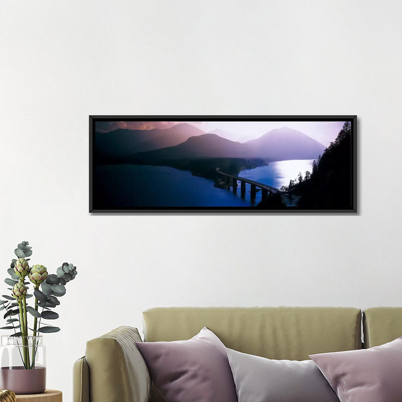 « panoramique sylvenstein lake bavière, allemagne », reproduction de photo sur toile tendue, H 20 po x l 60 po x P 1,5 po