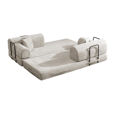 Bouloden Modern Boucle Convertible Sofa Bed with Removable Pillows