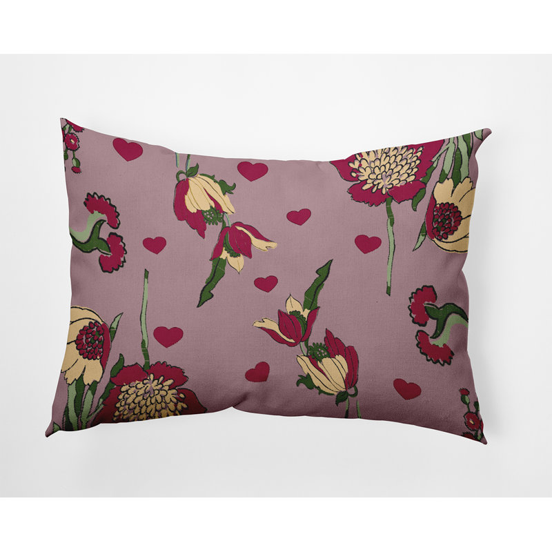 Coussin décoratif en polyester floral, H 14 po x l 20 po, Rectangulaire