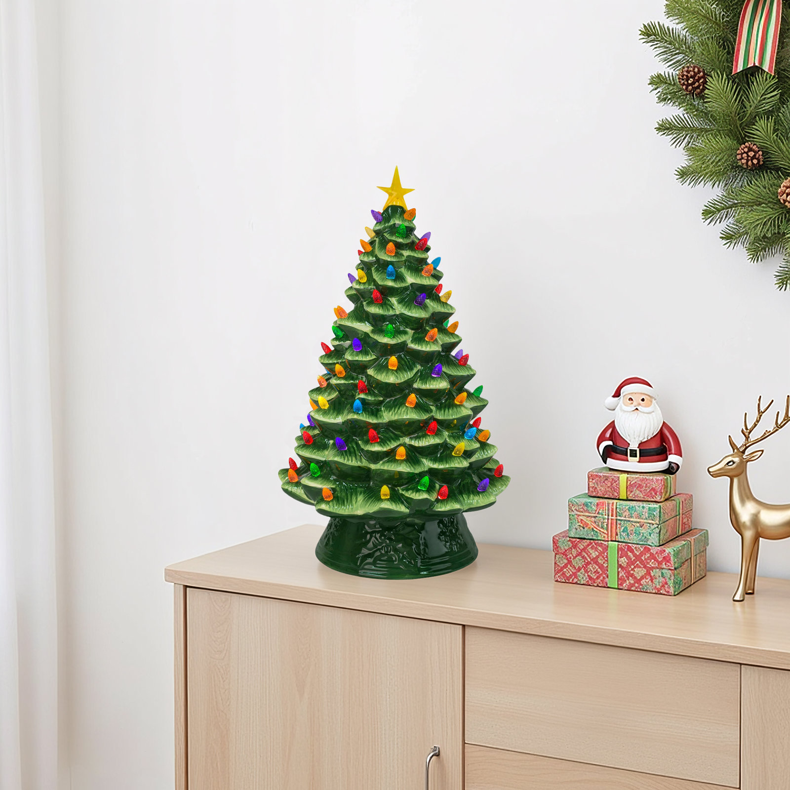 Nostalgic Ceramic Tree - Green, 17.5 H" x 11 W" x 11 D"