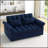 Loveseats Sofa Bed with Pull-out Bed,Adjsutable Back-Blue