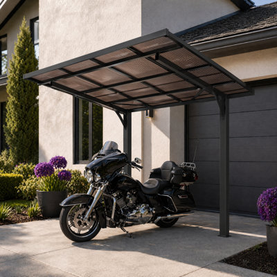 Pergola en aluminium 8 x 8 pi avec toit en PC incliné, abri extérieur polyvalent