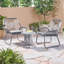 Mobilier de patio en fer et en PE gris avec matériau imperméable 3Pc Chat For Garden