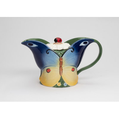 Fine Porcelain Butterfly Shaped Teapot - 4 1/4"H