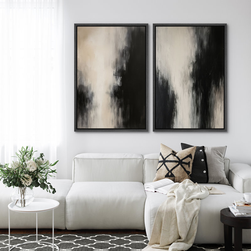 2 pièces, reproduction d'art sur toile encadrée pour une décoration moderne, H 24 po x l 16 po, Noir
