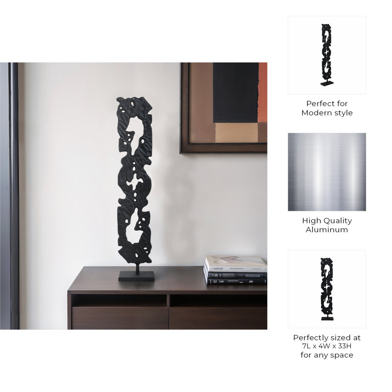 Sagebrook Home 28" Hobart Small Gold Statuary, Black, 33" H x 7" W x 4" D
