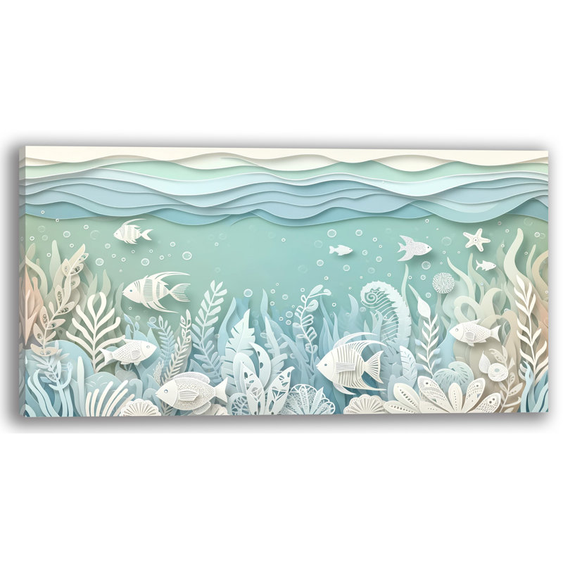 Marine sereine sur toile, H 24 po x l 48 po x P 1,5 po