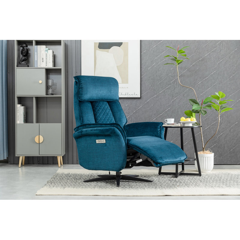 Alshawn Swivel Recliner, Ocean Blue