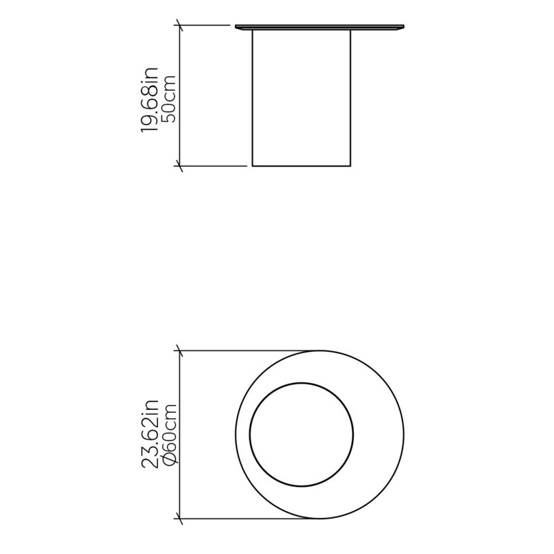 Cilíndrica End Table, Sand, 19.69" H x 23.62" W x 23.62" D